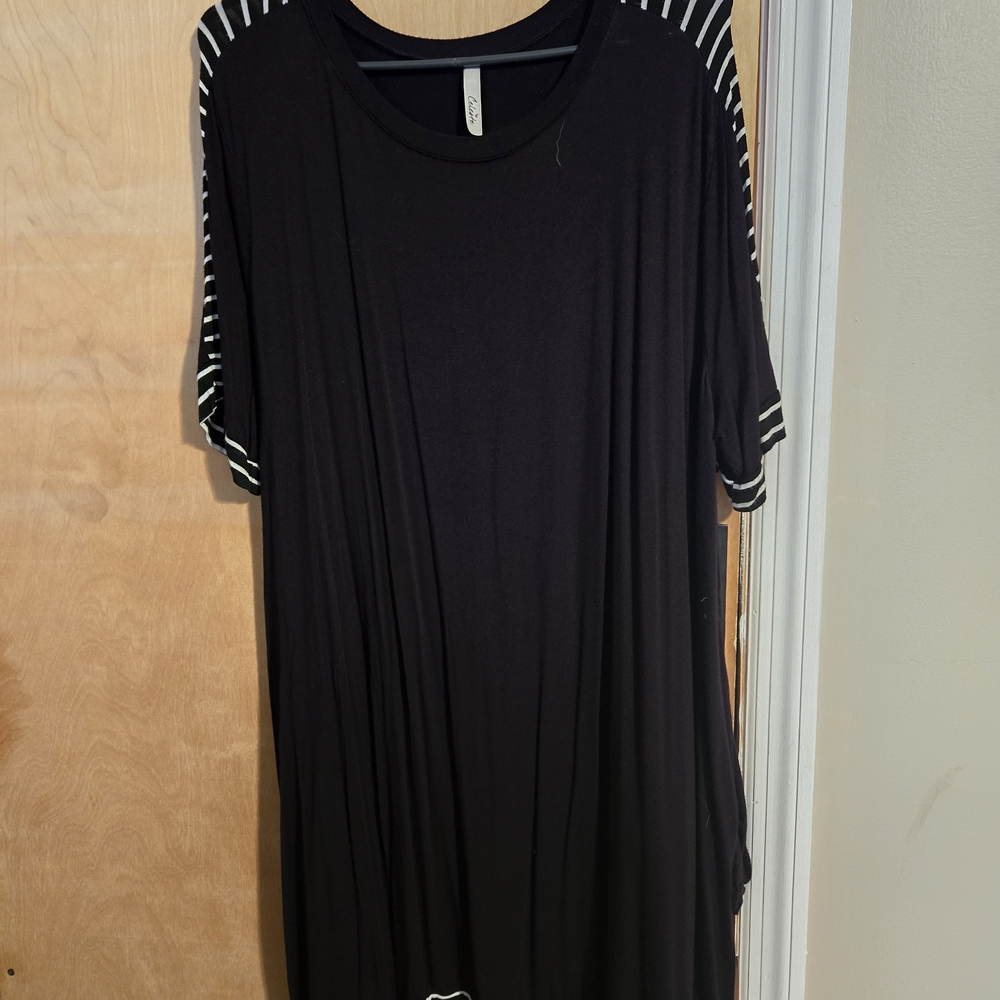 Celeste Black Tunic with White Striped Accents